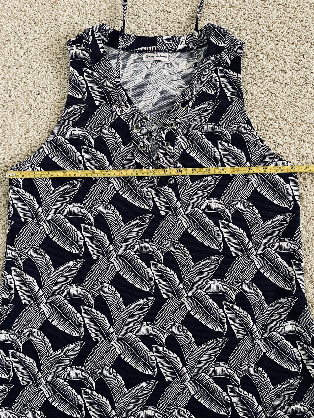 Tommy Bahama Island Cays Navy Blue Palms Lace Up Spa Dress - Picture 6 of 8